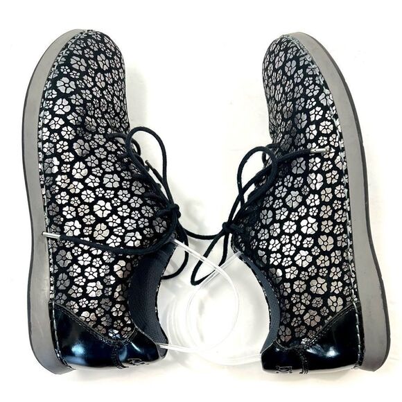 Alegria Essence Night Poppy Silver and Black Leather Sneakers - Picture 6 of 12